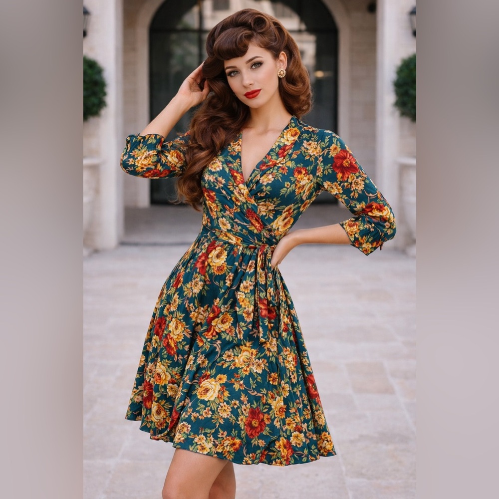 Mixinni Floral Wrap Dress Size M